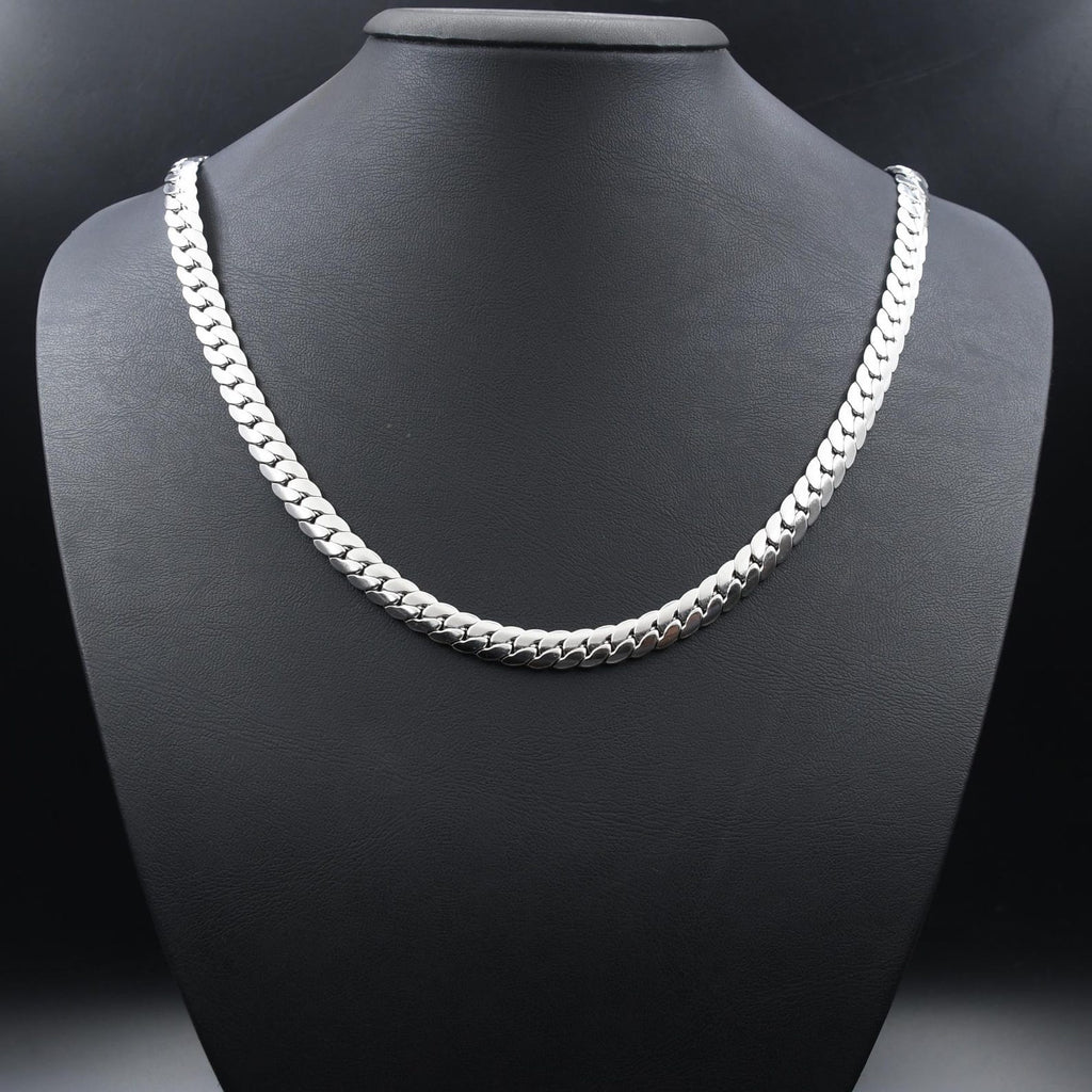Men's Silver Stainless Steel Cuban Chain Necklace