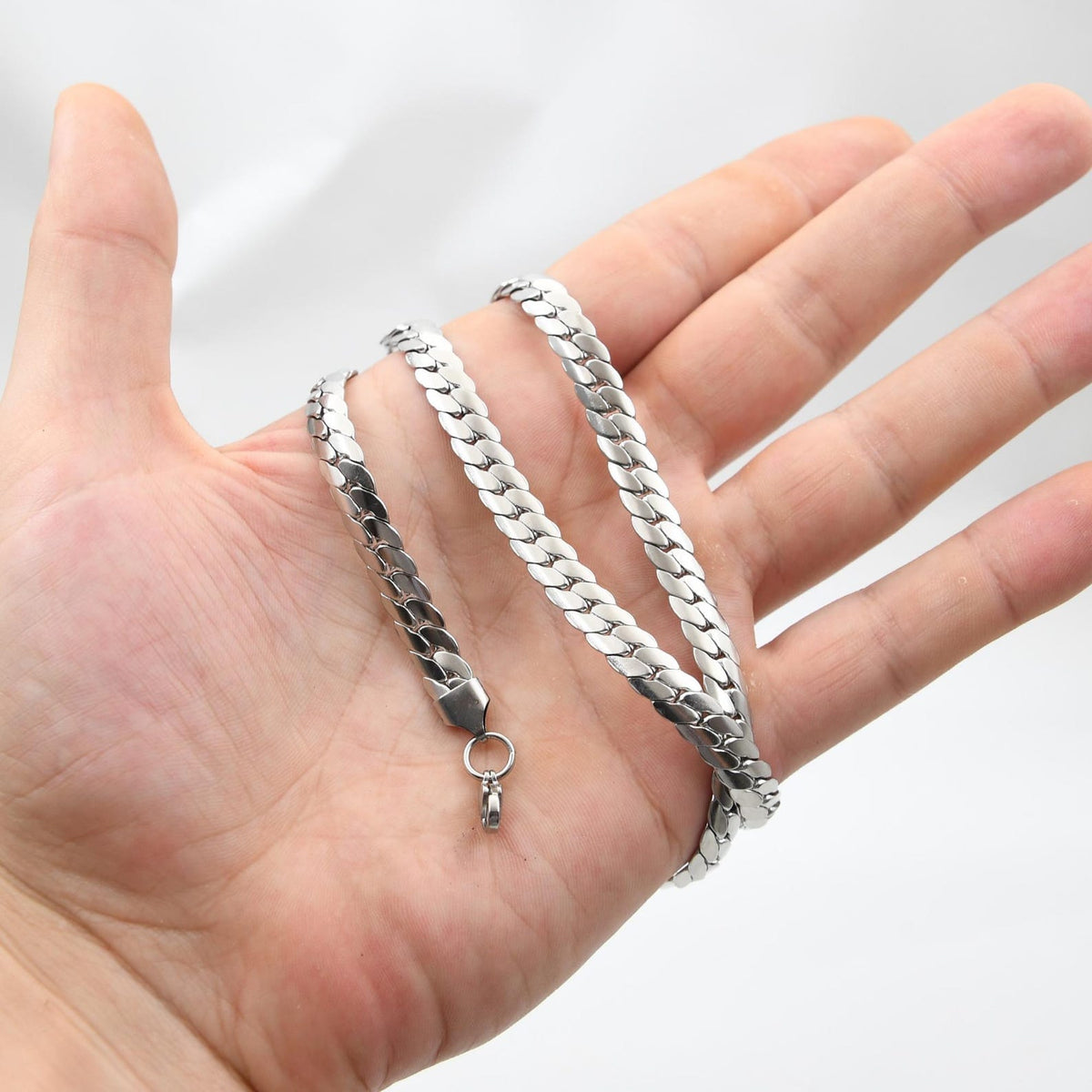 Men's Silver Stainless Steel Cuban Chain Necklace