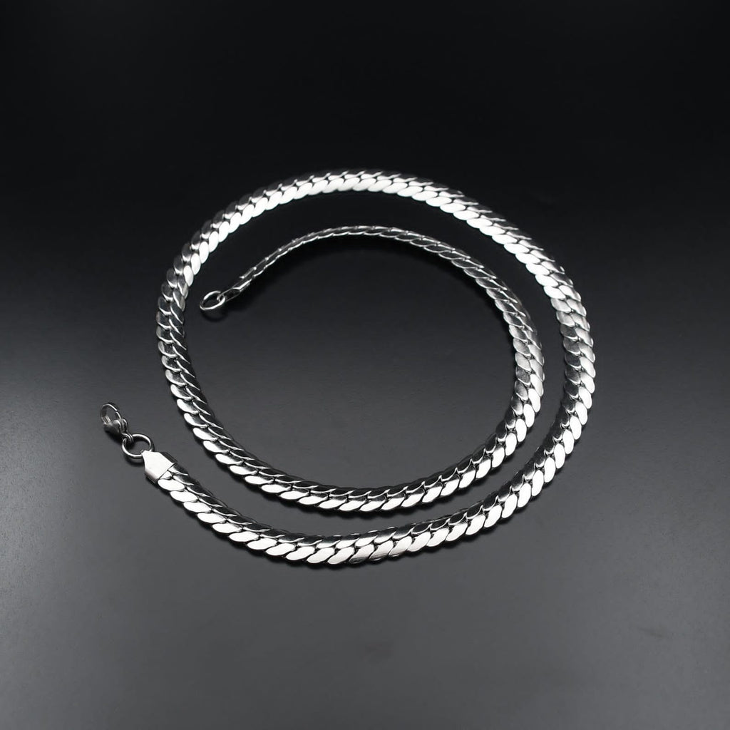 Men's Silver Stainless Steel Cuban Chain Necklace